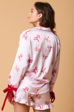 Load image into Gallery viewer, Satin Pajama Top with Bow on the Cuffs
