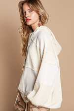 Load image into Gallery viewer, Balloon Sleeve Cut Sew Sweater Knit Top in Cream

