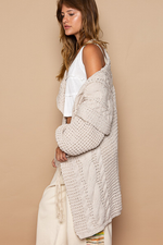 Load image into Gallery viewer, Twist Weave Shawl Collar Balloon Sweater Cardigan
