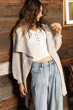 Load image into Gallery viewer, Twist Weave Shawl Collar Balloon Sweater Cardigan
