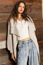 Load image into Gallery viewer, Twist Weave Shawl Collar Balloon Sweater Cardigan

