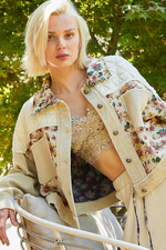 Load image into Gallery viewer, Contrast Quilt Panel Corduroy Jacquard Jacket
