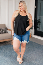 Load image into Gallery viewer, Eye on the Prize Eyelet Tank in Black
