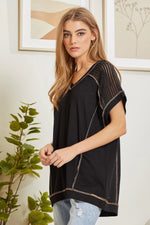 Load image into Gallery viewer, Tunic Top with V-Neckline and Shoulder Details
