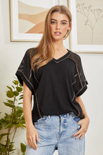 Load image into Gallery viewer, Tunic Top with V-Neckline and Shoulder Details
