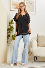 Load image into Gallery viewer, Tunic Top with V-Neckline and Shoulder Details
