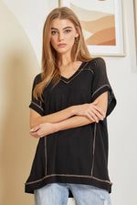 Load image into Gallery viewer, Tunic Top with V-Neckline and Shoulder Details
