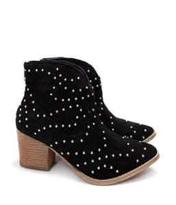 Twilight Studded Heeled Ankle Boot in Black