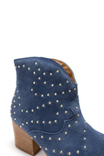 Load image into Gallery viewer, Twilight Studded Heeled Ankle Boot in Denim
