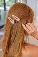 Load image into Gallery viewer, 2 Pack Teardrop Hair Clip in Pink Shell
