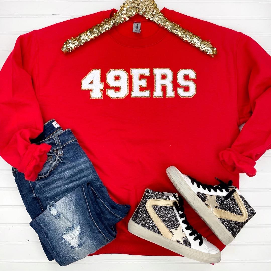 PREORDER: Game Day Patch Sweatshirt in Red/White