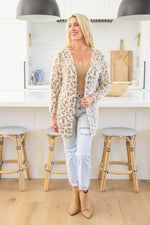 Load image into Gallery viewer, All Love Fuzzy Eyelash Knit Animal Print Cardigan
