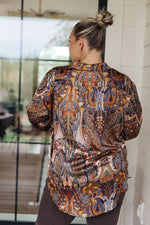 Load image into Gallery viewer, Along For the Ride Paisley Print Button Down Blouse
