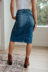 Always Be There Cargo Denim Skirt