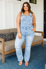 Load image into Gallery viewer, Annabelle Distressed Straight Leg Overalls

