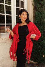 Load image into Gallery viewer, Artisan Fringe Scarf in Red
