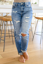 Load image into Gallery viewer, Ashley Hi-Waist Destroyed Boyfriend Jeans
