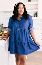 Load image into Gallery viewer, Blue Jean Baby Button Down Dress
