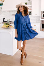 Load image into Gallery viewer, Blue Jean Baby Button Down Dress
