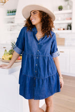 Load image into Gallery viewer, Blue Jean Baby Button Down Dress
