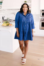 Load image into Gallery viewer, Blue Jean Baby Button Down Dress
