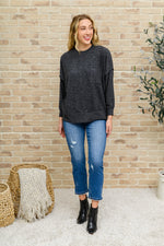 Load image into Gallery viewer, Brushed Drop Shoulder Sweater In Black
