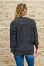 Load image into Gallery viewer, Brushed Drop Shoulder Sweater In Black

