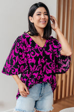 Load image into Gallery viewer, Casually Cute V-Neck Top in Magenta
