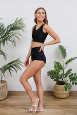 Load image into Gallery viewer, Come Sail Away Swim Top In Black
