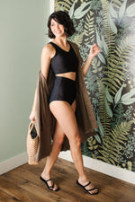 Load image into Gallery viewer, Come Sail Away Swim Top In Black
