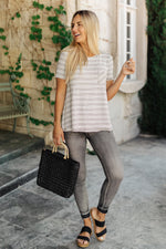 Load image into Gallery viewer, Cozy In Stripes Top in Gray
