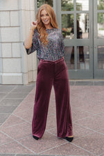 Load image into Gallery viewer, High Society Velvet Wide Leg Trousers
