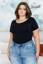 Load image into Gallery viewer, Everyday Scoop Neck Short Sleeve Top in Black
