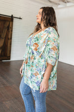 Load image into Gallery viewer, Fabled in Floral Draped Peplum Top in Ivory
