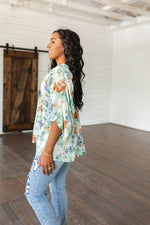 Load image into Gallery viewer, Fabled in Floral Draped Peplum Top in Ivory
