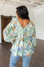 Load image into Gallery viewer, Fabled in Floral Draped Peplum Top in Ivory
