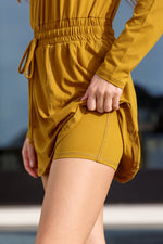 Load image into Gallery viewer, Getting Out Long Sleeve Hoodie Romper Gold Spice
