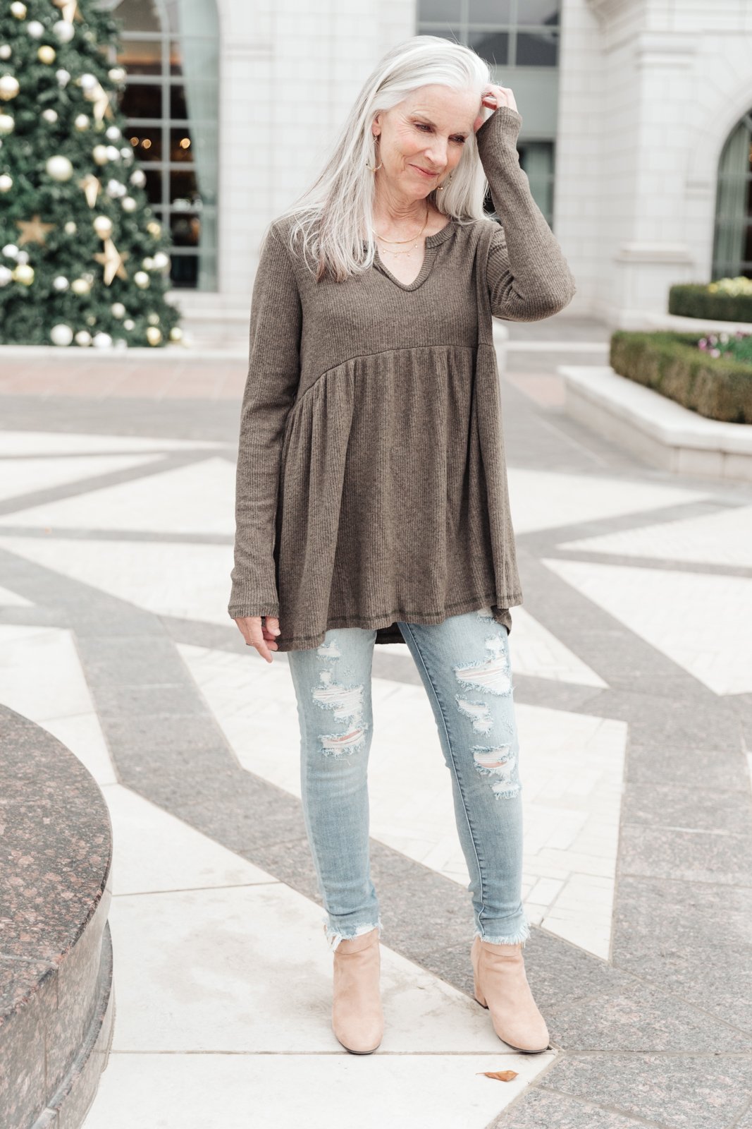 Giddy Up Babydoll Tee in Olive
