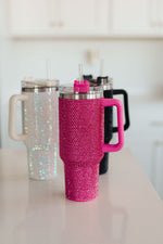 Load image into Gallery viewer, Glam Girl 40 oz Rhinestone Tumbler in PInk
