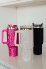 Load image into Gallery viewer, Glam Girl 40 oz Rhinestone Tumbler in White
