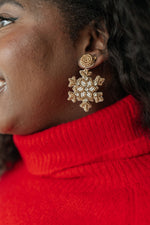 Load image into Gallery viewer, Glitz And Glam Beaded Snowflake Earrings
