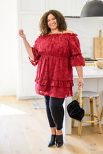 Load image into Gallery viewer, Hello, Goodbye Ruffle Dress In Burgundy
