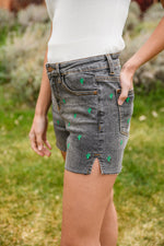 Load image into Gallery viewer, Hi-Waisted Cactus Embroidery Cutoffs
