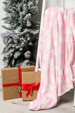 Load image into Gallery viewer, Holiday Fleece Blanket in Pink Snowman
