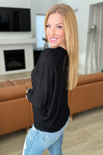 Load image into Gallery viewer, Ribbed Batwing Boat Neck Sweater in Black
