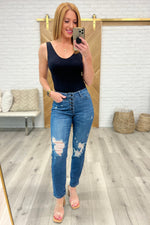 Load image into Gallery viewer, Colt High Rise Button Fly Distressed Boyfriend Jeans
