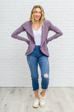Load image into Gallery viewer, Janie Asymmetric Cowl Neck Jacket In Mulberry
