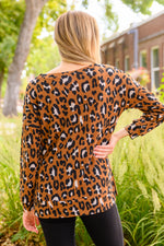 Load image into Gallery viewer, Just For Fun Long Sleeve V Neck Animal Print Top
