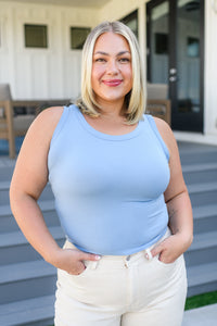 Just One More Ribbed Tank in Light Blue