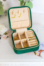 Load image into Gallery viewer, Kept and Carried Velvet Jewlery Box in Green
